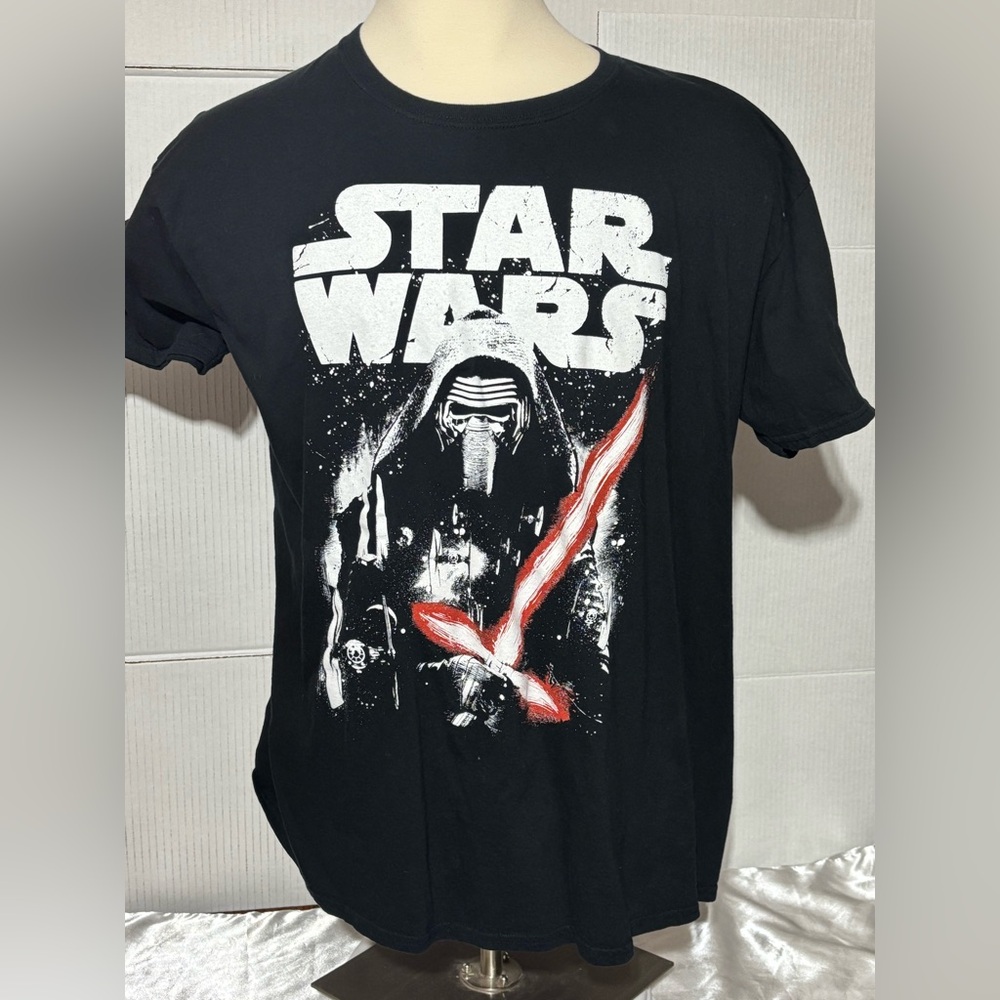 Star Wars 2X The Force Awakens Black Graphic T-Shirt 30”L 23” p2p